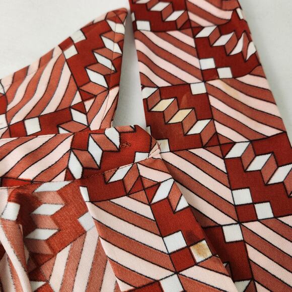 70s Dagger Collar Patterned Print Button Up Shirt Medium - Picture 9 of 11